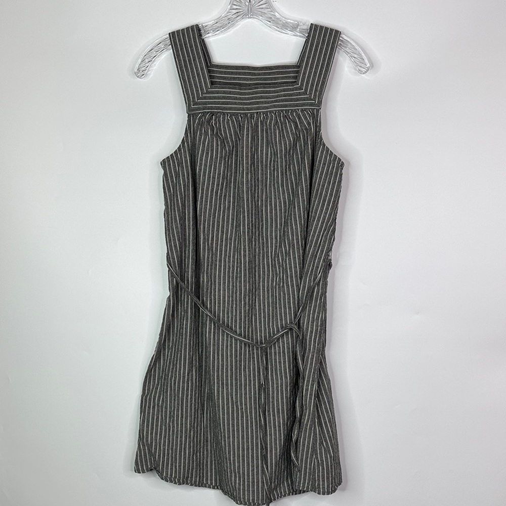 Universal Thread Goods Co Black Striped Cotton Shift Dress Tie Waist Size Medium